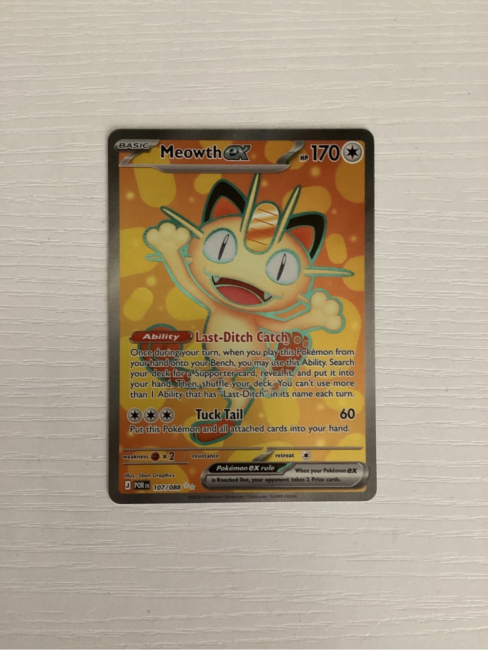 Meowth ex Ultra Rare Holofoil Perfect Order 107/088 Near Mint